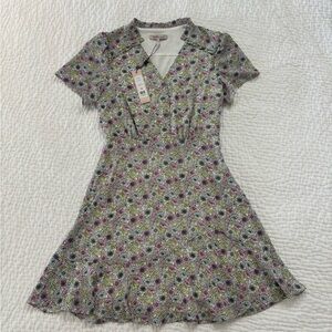 BCBGeneration Green and Purple Floral Mini Dress